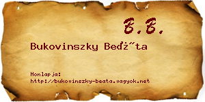 Bukovinszky Beáta névjegykártya